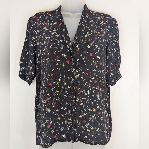 Anine Bing Silk Seastar Preppy Coastal Nautical Whimsigoth Beach Girl Top S - Picture 1 of 10